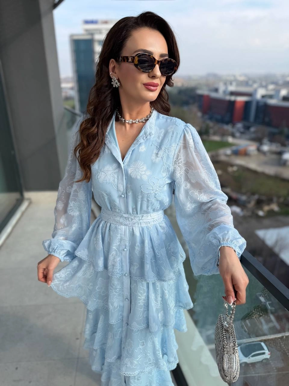 Tasarım%20Bebe%20Mavi%20Eteği%20Kat%20Kat%20Astarlı%20Elbise