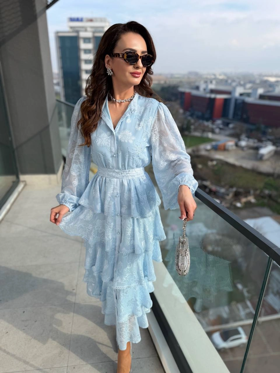 Tasarım%20Bebe%20Mavi%20Eteği%20Kat%20Kat%20Astarlı%20Elbise