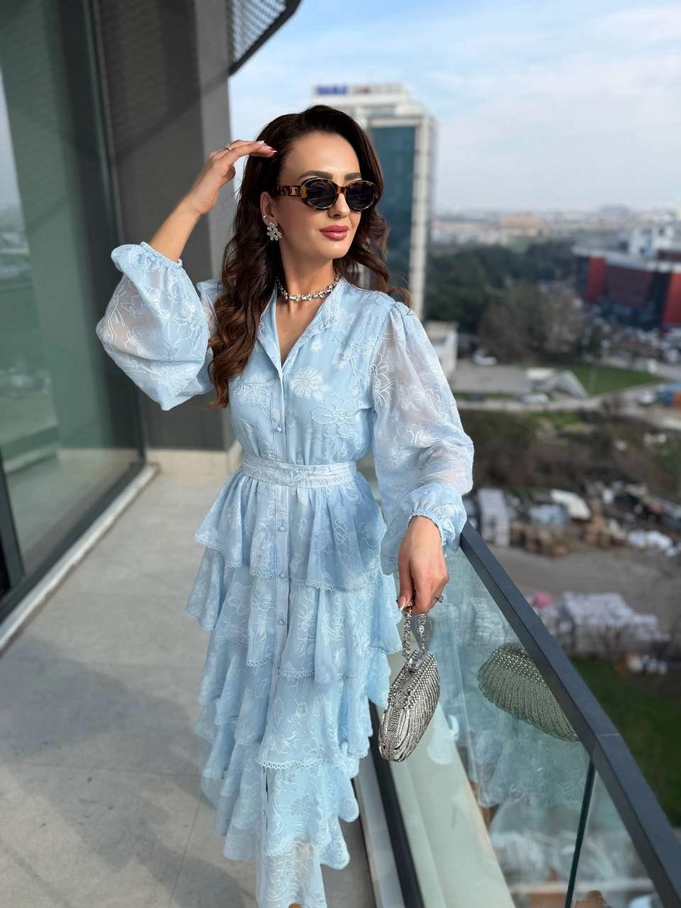 Tasarım%20Bebe%20Mavi%20Eteği%20Kat%20Kat%20Astarlı%20Elbise