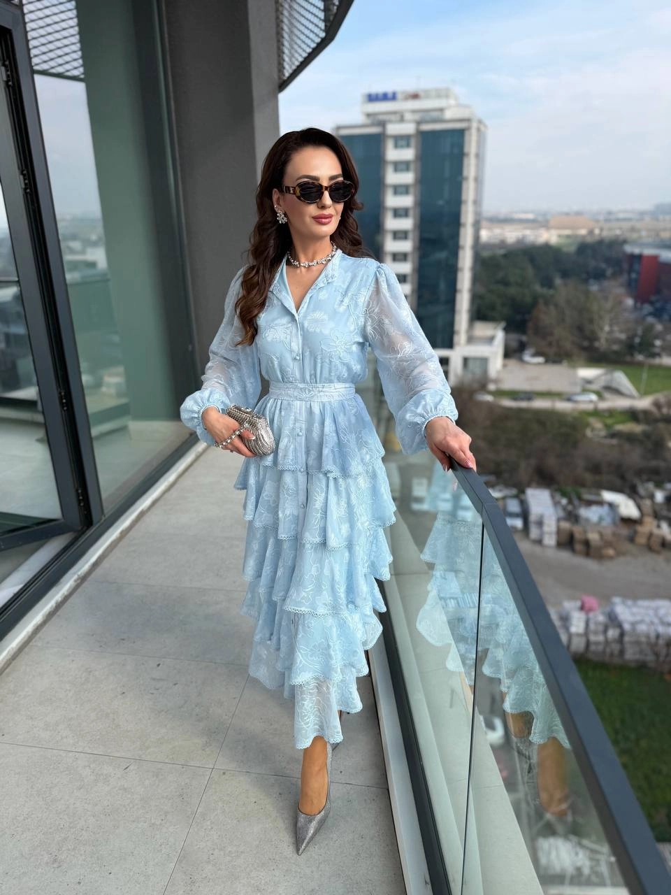 Tasarım%20Bebe%20Mavi%20Eteği%20Kat%20Kat%20Astarlı%20Elbise