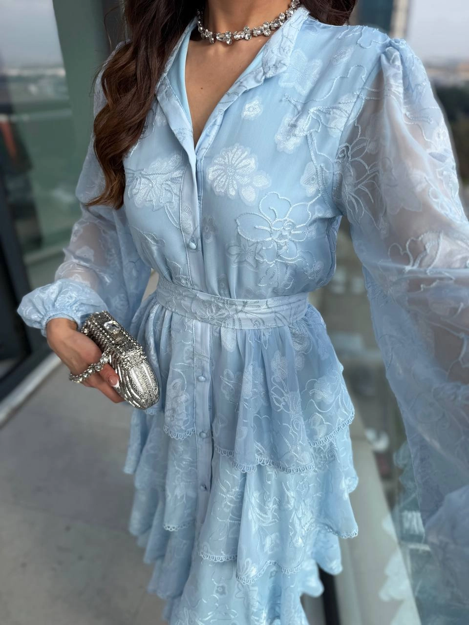 Tasarım%20Bebe%20Mavi%20Eteği%20Kat%20Kat%20Astarlı%20Elbise