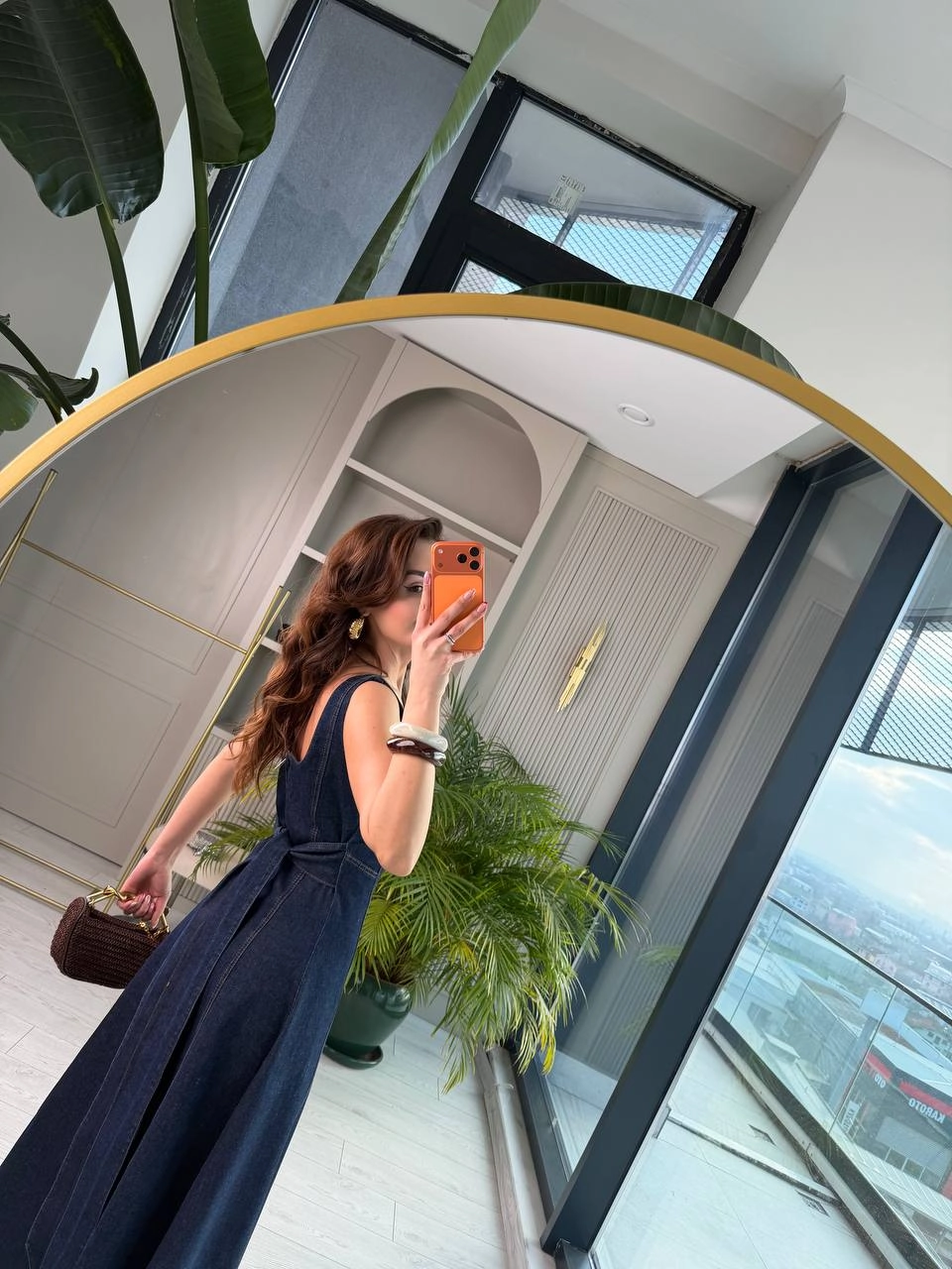 Tasarım%20Düğmeli%20Çan%20Kesim%20Premium%20Jean%20Elbise