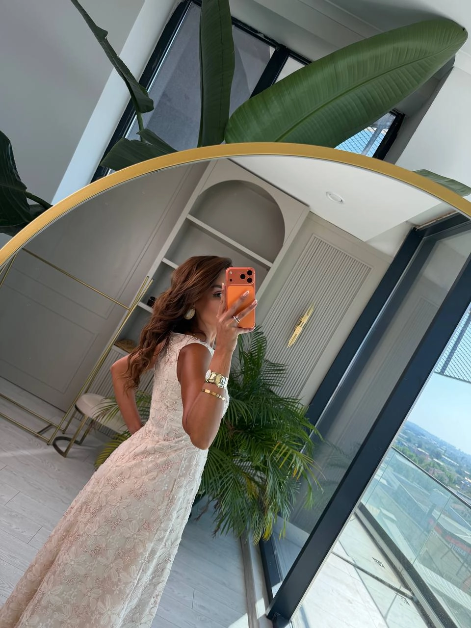 Somon%20pudra%20İşleme%20Detaylı%20Astarlı%20Elbise