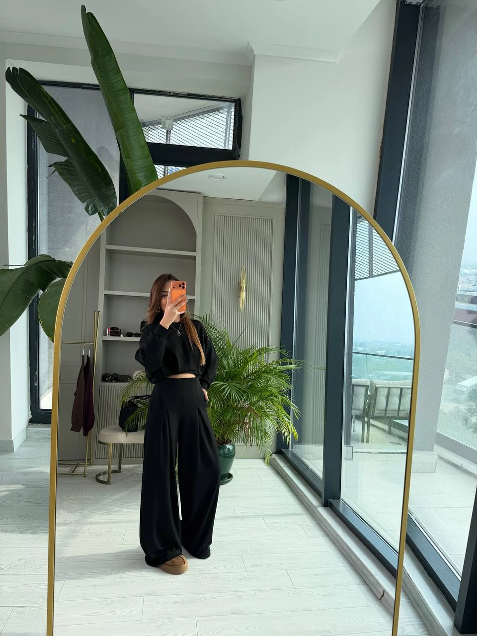 Siyah%20Oysho%20Kumaş%20Eşofman%20Takım