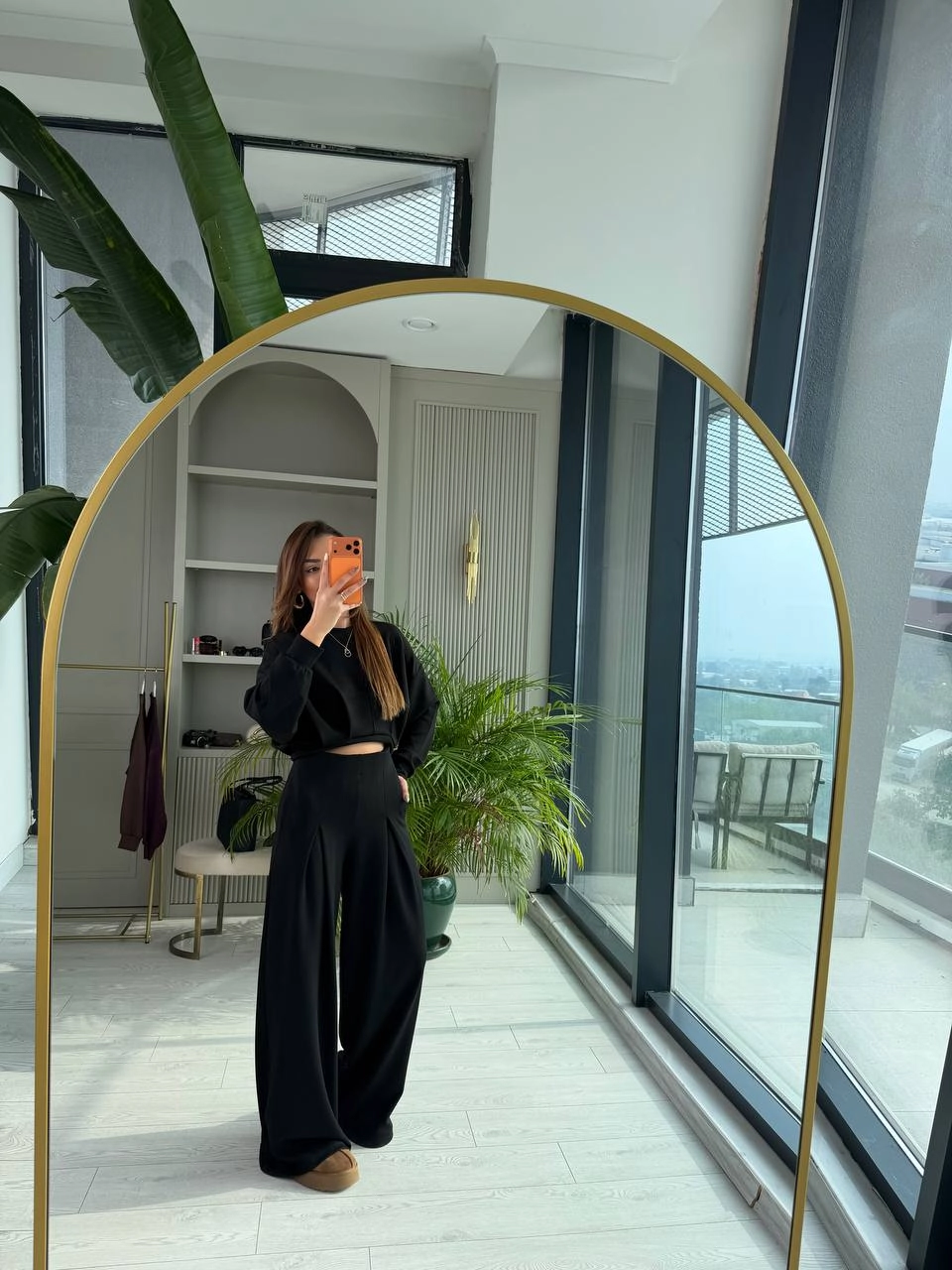 Siyah%20Oysho%20Kumaş%20Eşofman%20Takım