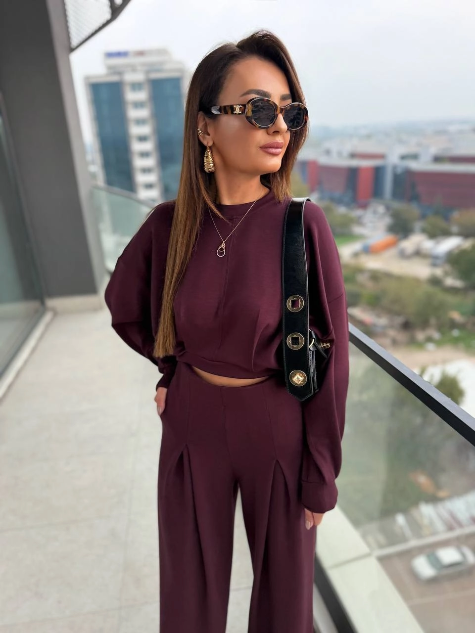 Mürdüm%20Oysho%20Kumaş%20Eşofman%20Takım