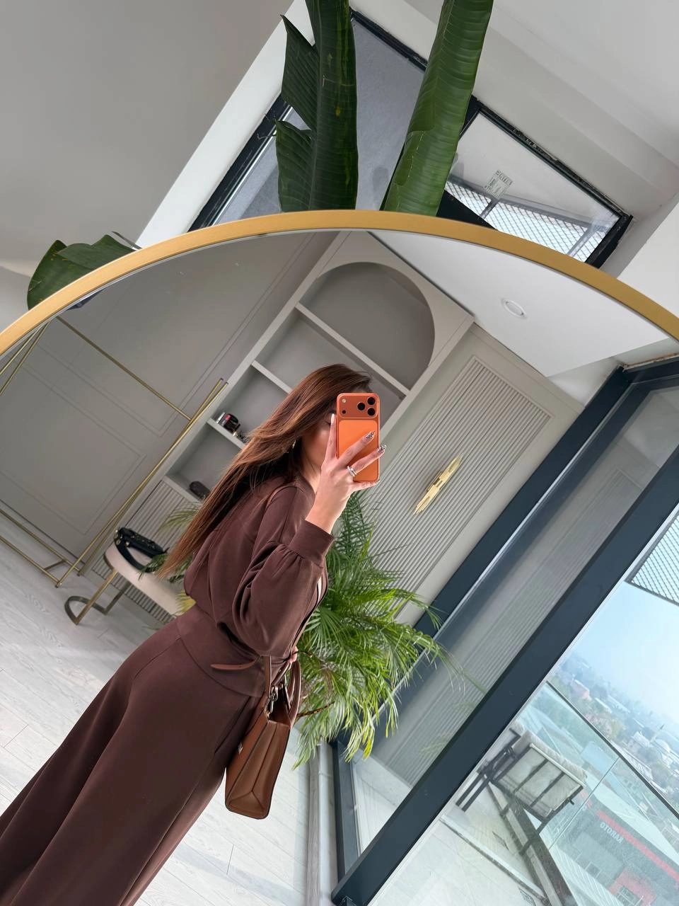 Kahverengi%20Oysho%20Kumaş%20Eşofman%20Takım