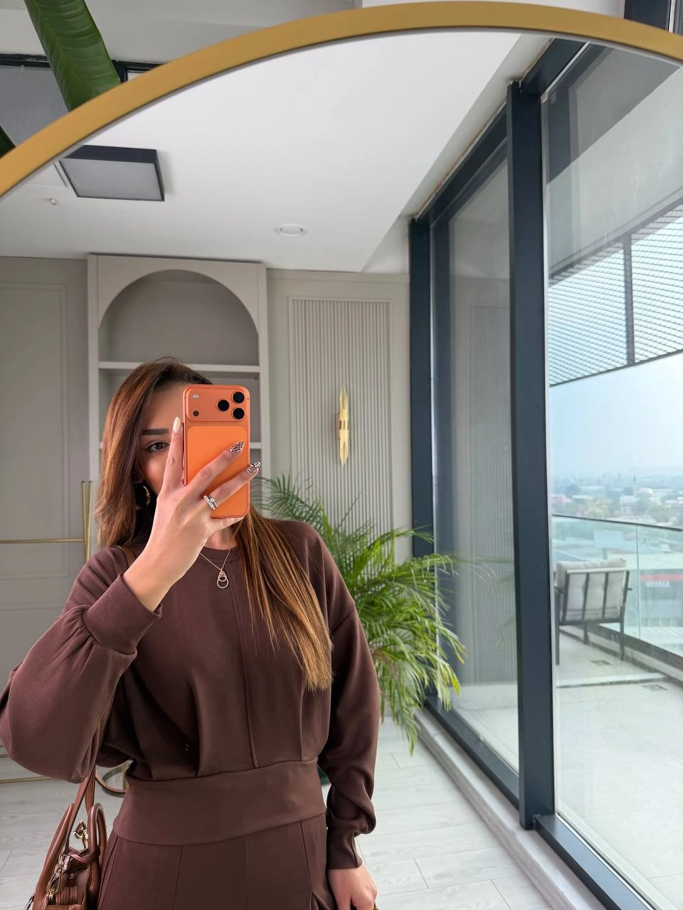 Kahverengi%20Oysho%20Kumaş%20Eşofman%20Takım