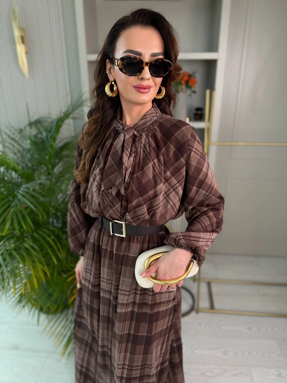 Kahverengi%20Full%20Astarlı%20Kemerli%20Lüks%20Kalite%20Şifon%20Elbise