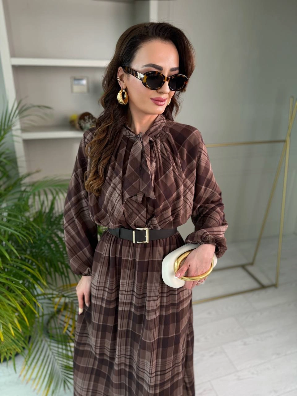 Kahverengi%20Full%20Astarlı%20Kemerli%20Lüks%20Kalite%20Şifon%20Elbise