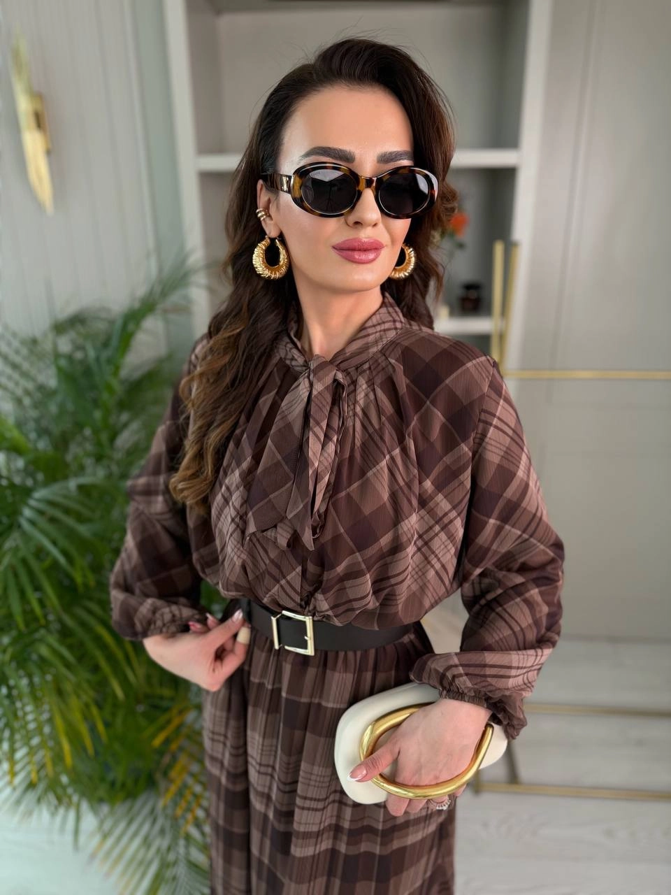 Kahverengi%20Full%20Astarlı%20Kemerli%20Lüks%20Kalite%20Şifon%20Elbise