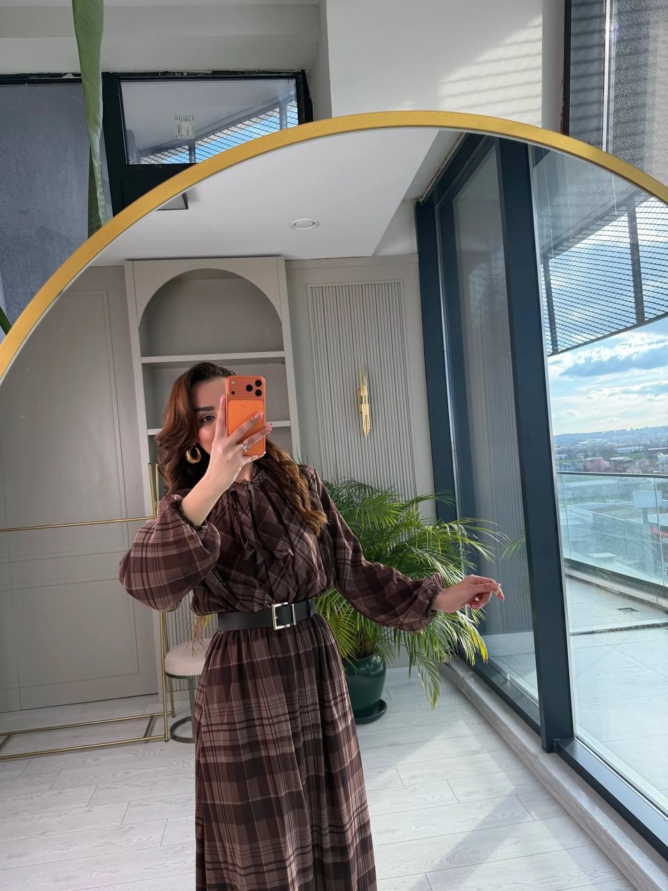 Kahverengi%20Full%20Astarlı%20Kemerli%20Lüks%20Kalite%20Şifon%20Elbise