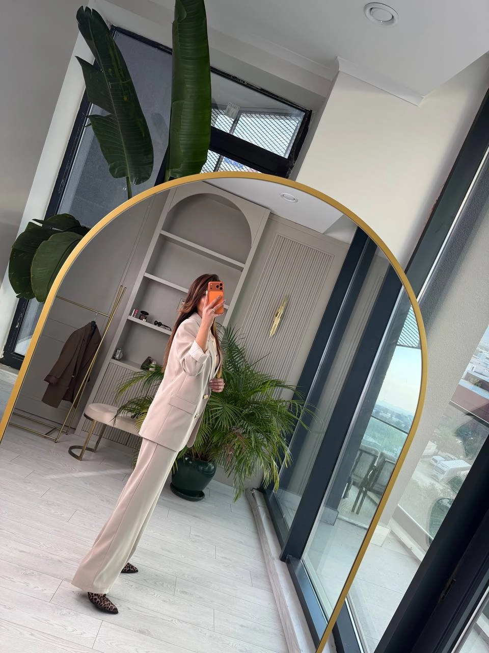 Bej%20Gold%20Düğmeli%20İthal%20Krep%20Kumaş%20Takım