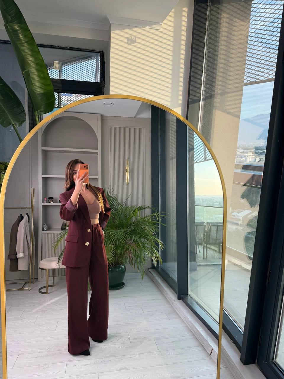 Bordo%20Gold%20Düğmeli%20İthal%20Krep%20Kumaş%20Takım