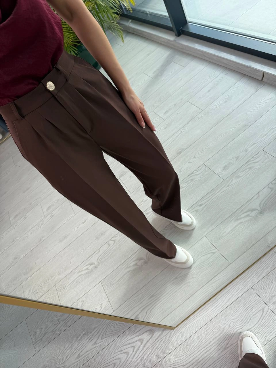 Kahverengi%20Rengi%20Zara%20Palazzo%20Kumaş%20Pantolon
