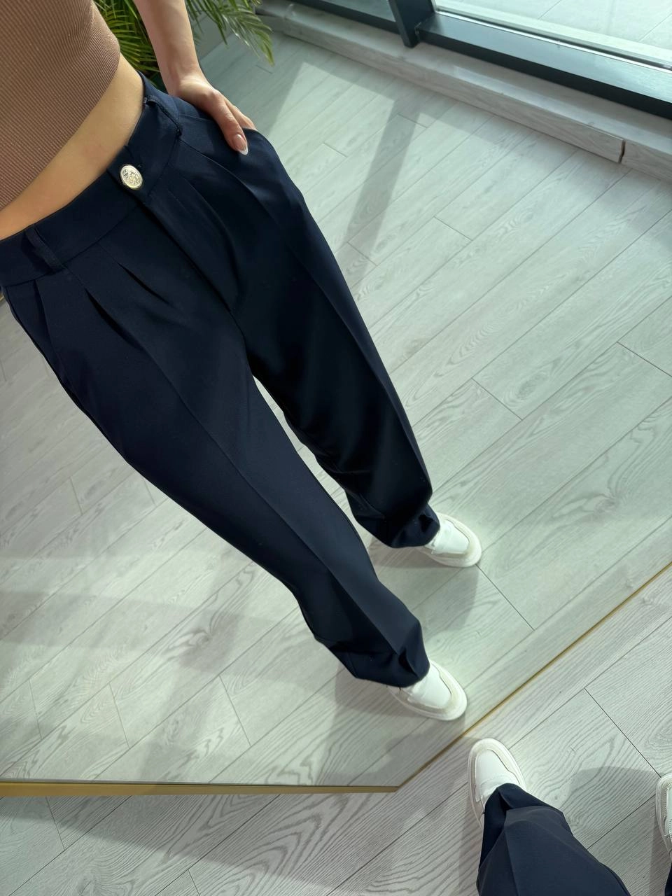 Lacivert%20Zara%20Palazzo%20Kumaş%20Pantolon