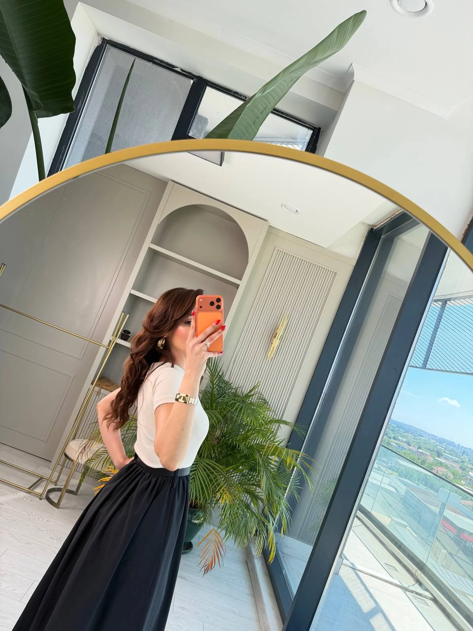 Bej%20Siyah%20Kemerli%20Eteği%20Poplin%20Kısa%20Kol%20Elbise