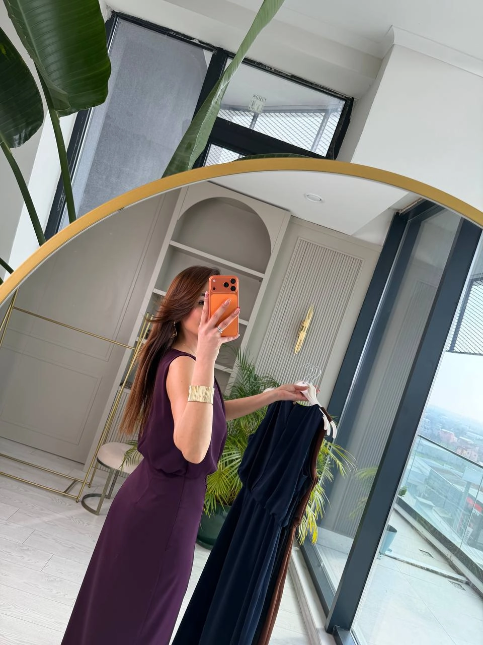 Mor%20Yırtmaç%20Detaylı%20Zara%20Model%20İpekli%20Krep%20Elbise