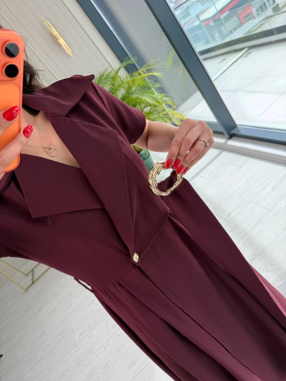 Bordo%20Ceket%20Yaka%20Tensel%20Kumaş%20Anvelop%20Elbise