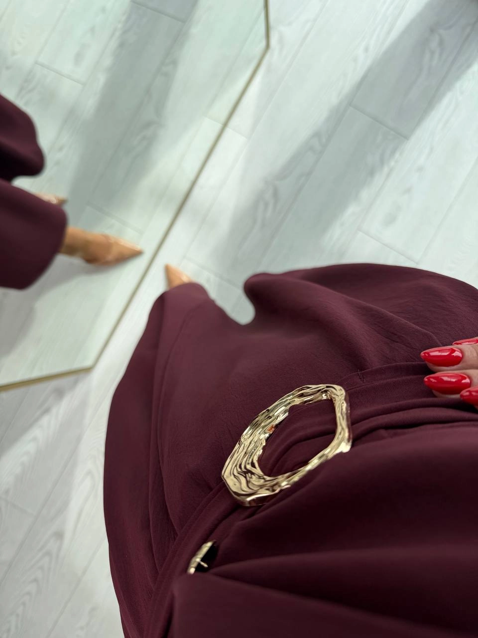 Bordo%20Ceket%20Yaka%20Tensel%20Kumaş%20Anvelop%20Elbise