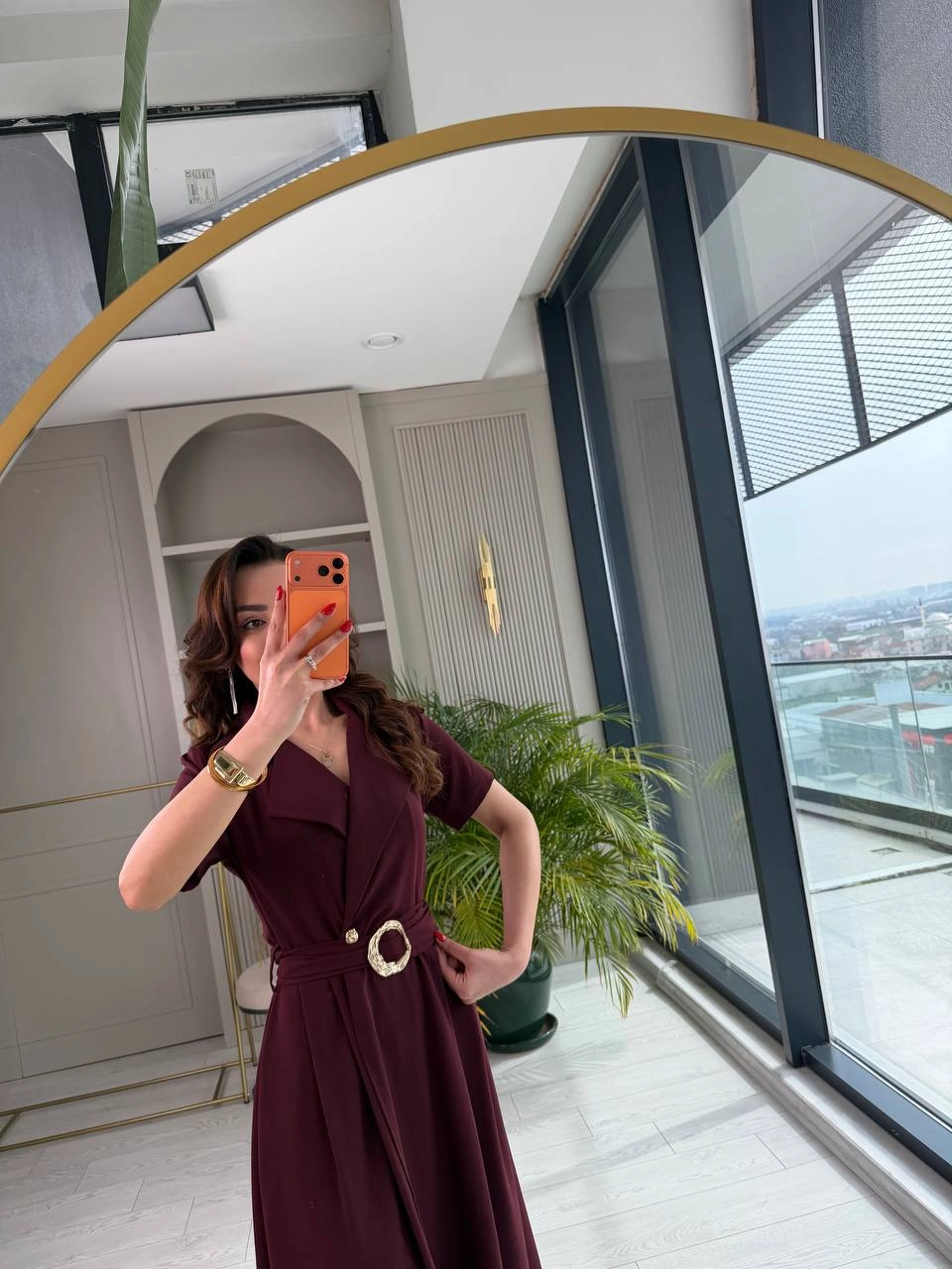 Bordo%20Ceket%20Yaka%20Tensel%20Kumaş%20Anvelop%20Elbise