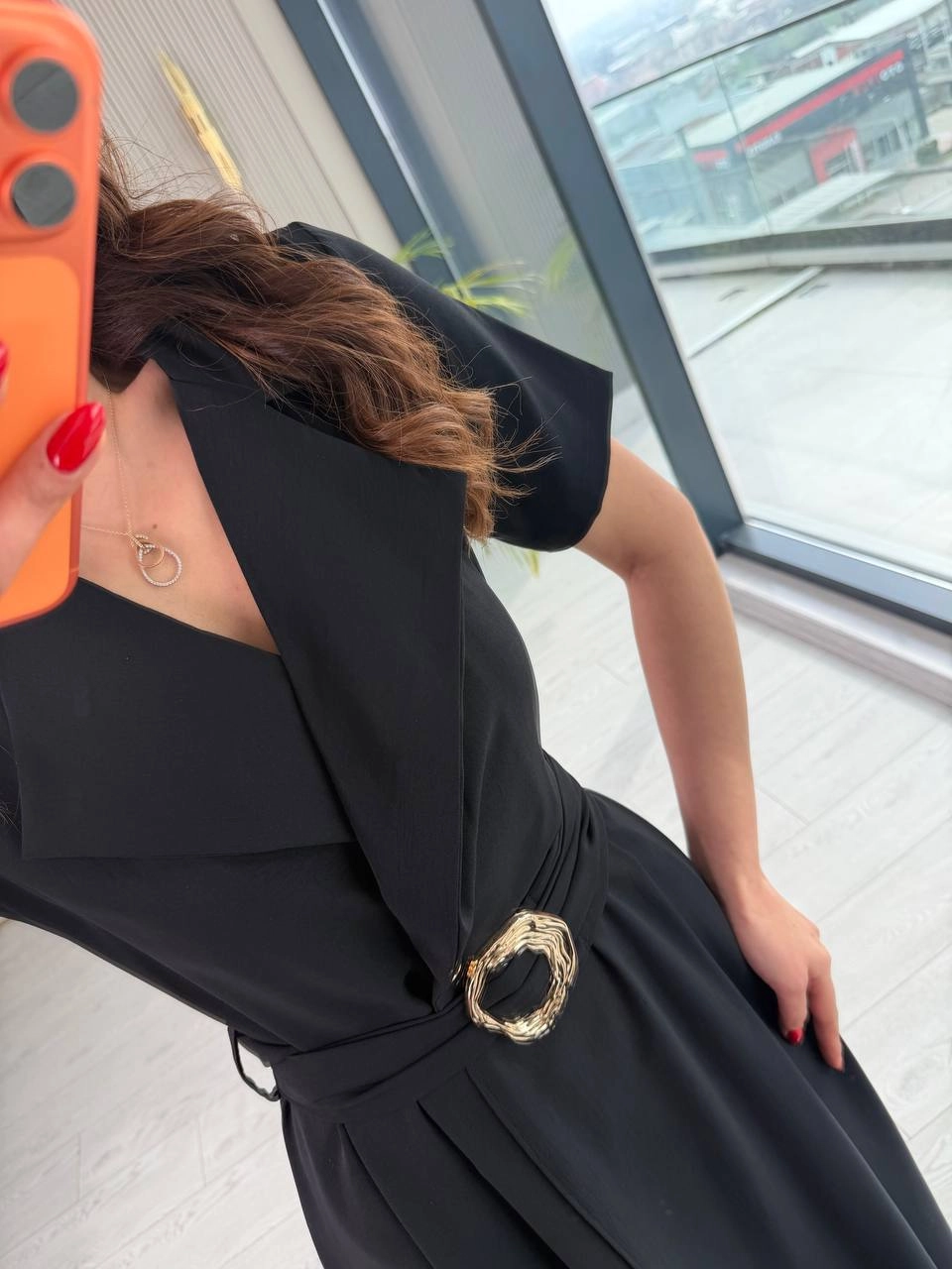 Siyah%20Ceket%20Yaka%20Tensel%20Kumaş%20Anvelop%20Elbise