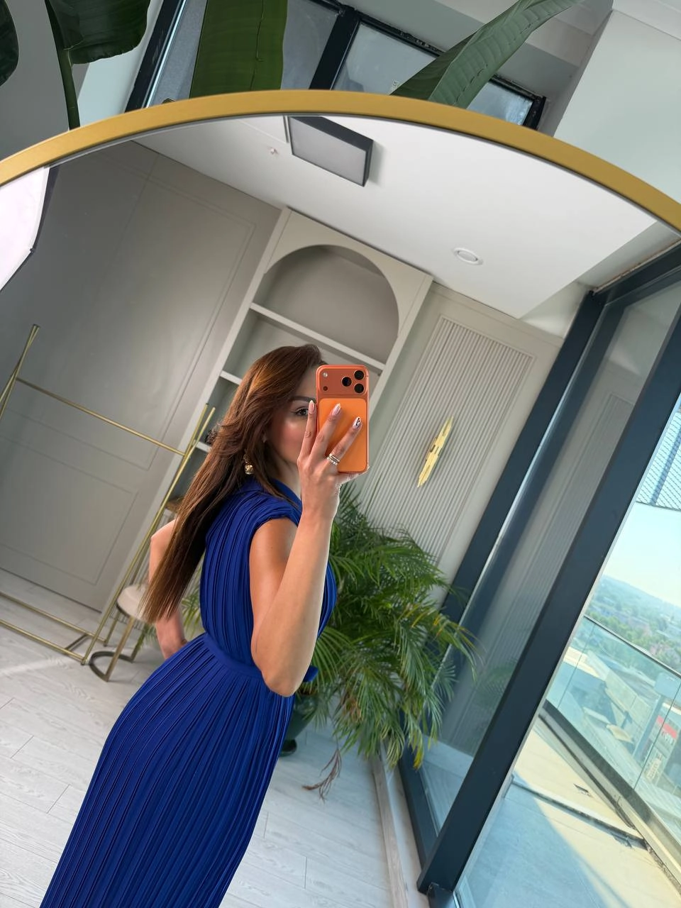 Saks%20Mavi%20İnce%20Piliseli%20Astarlı%20Lüks%20Kalite%20Elbise