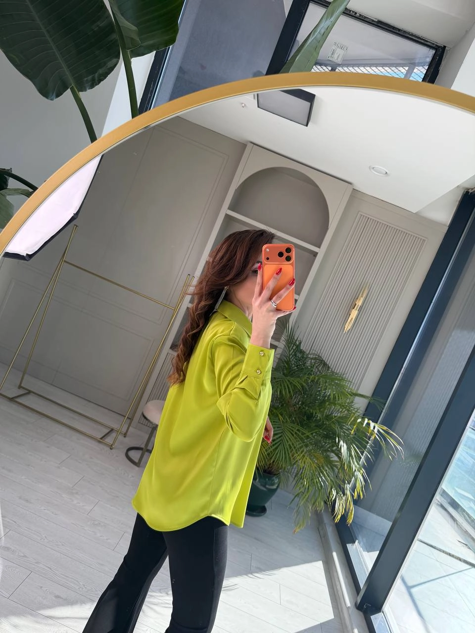 Yağ%20Yeşili%20Gold%20Düğmeli%20Zra%20Marka%20Saten%20Gömlek