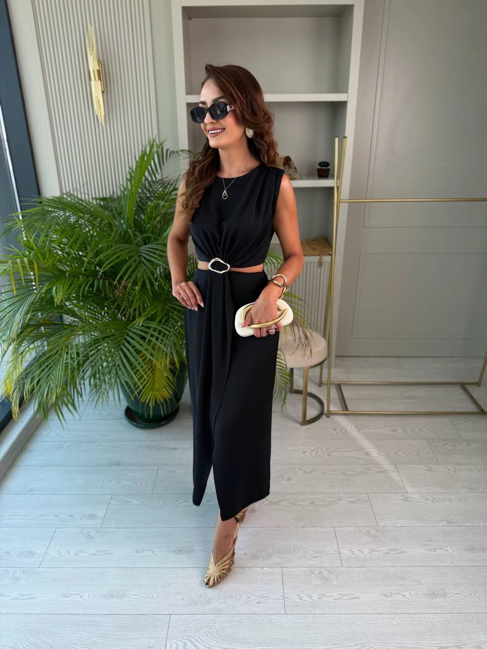 Bel%20Detaylı%20İpekli%20Krep%20Kumaş%20Zara%20Model%20Elbise