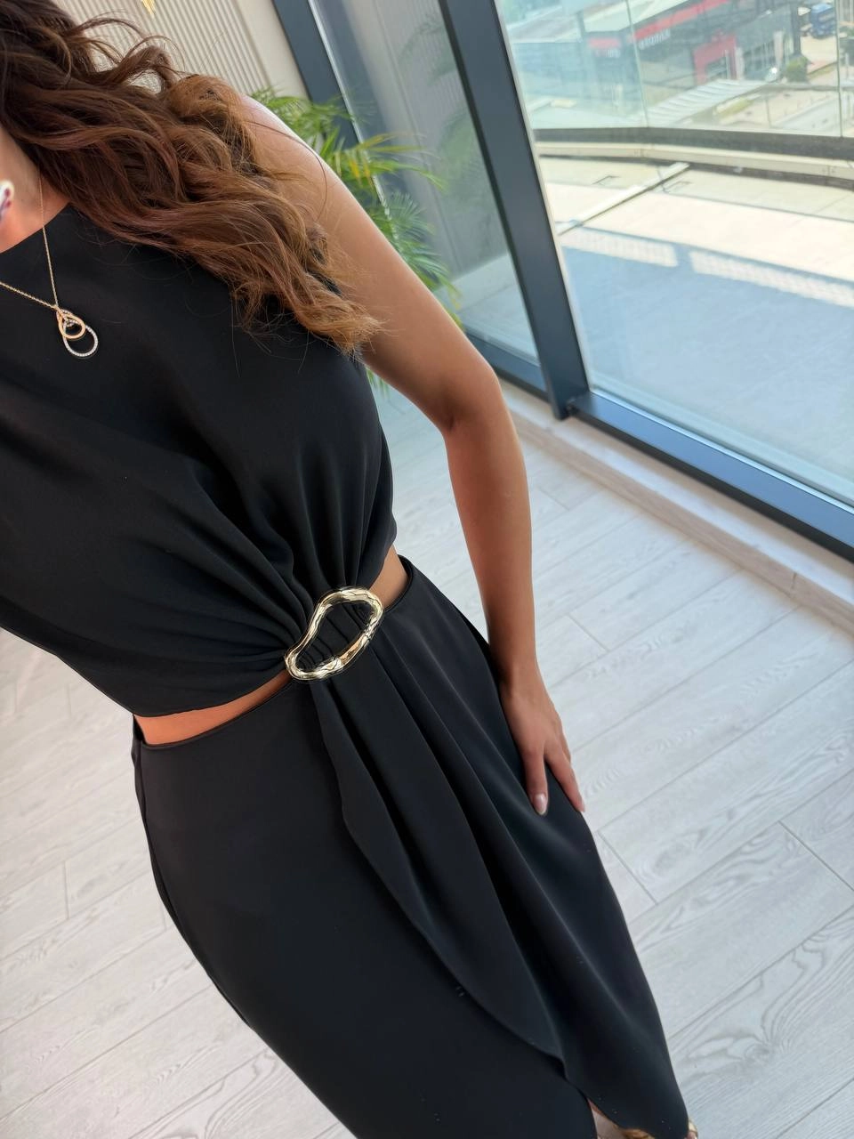 Bel%20Detaylı%20İpekli%20Krep%20Kumaş%20Zara%20Model%20Elbise