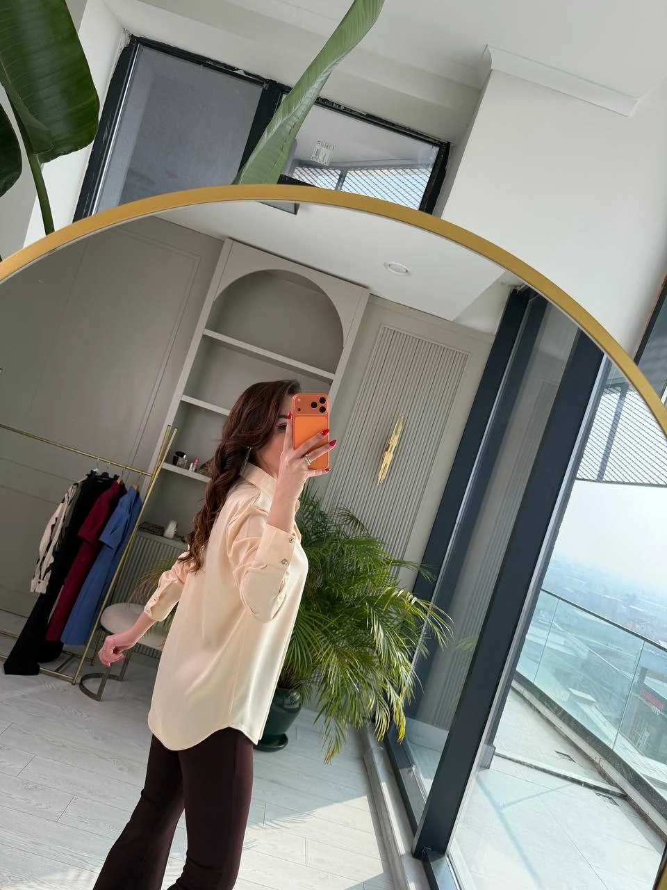 Bej%20Somon%20Gold%20Düğmeli%20Zra%20Marka%20Saten%20Gömlek