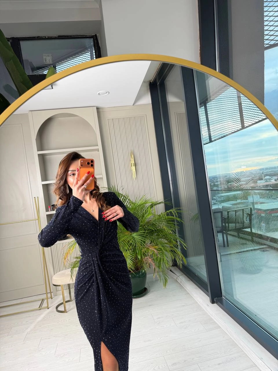 Lacivert%20Minimal%20Taşlı%20Lüks%20Kalite%20Likralı%20Elbise