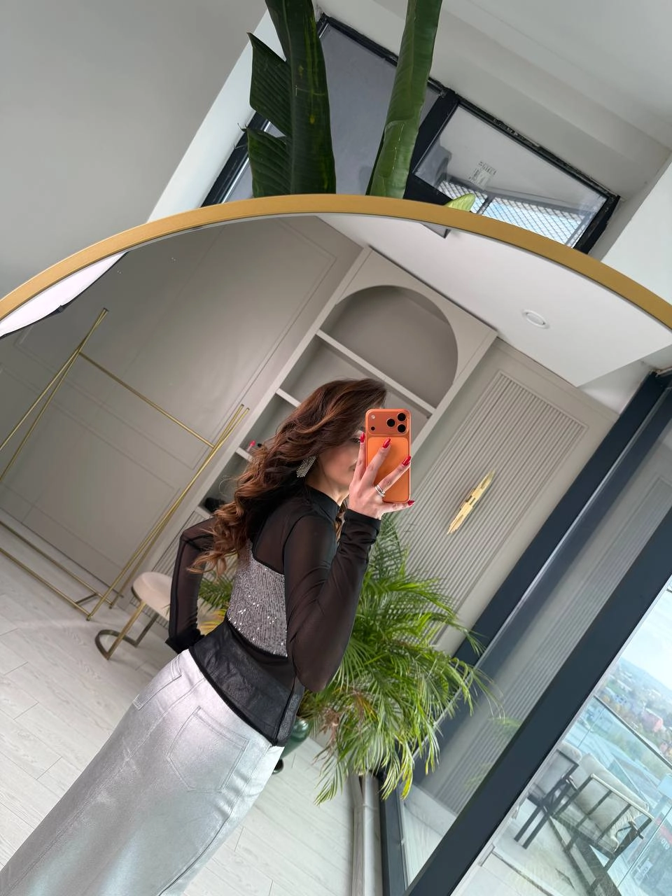 Gri%20Payet%20Detaylı%20Tül%20Bluz