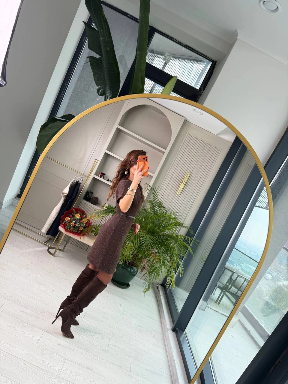 Kahverengi%20Kemerli%20Lüks%20Kalite%20Tuvid%20Elbise