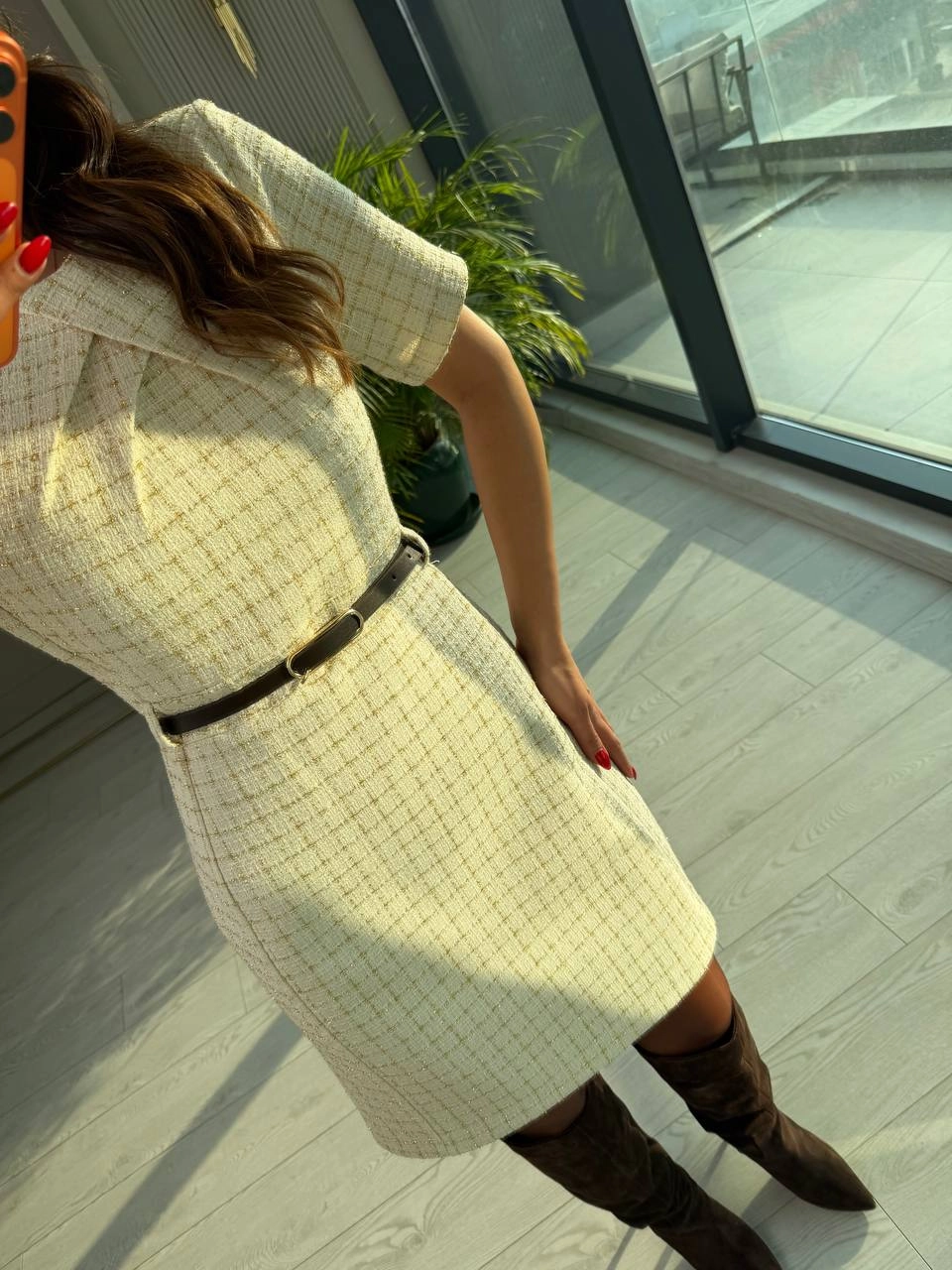 Ekru%20Kemerli%20Lüks%20Kalite%20Tuvid%20Elbise