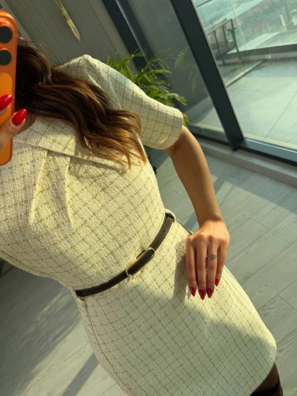 Ekru%20Kemerli%20Lüks%20Kalite%20Tuvid%20Elbise