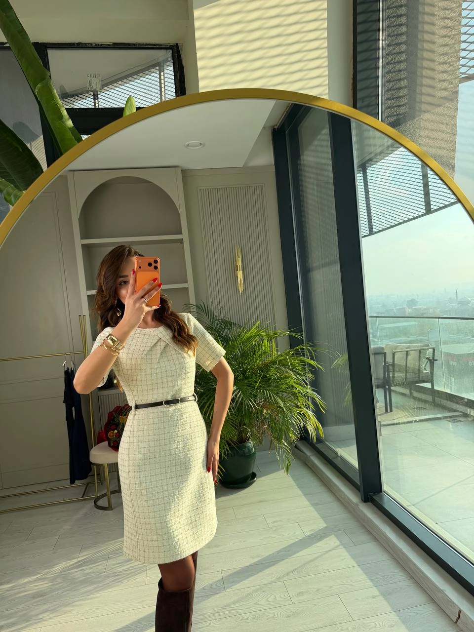 Ekru%20Kemerli%20Lüks%20Kalite%20Tuvid%20Elbise