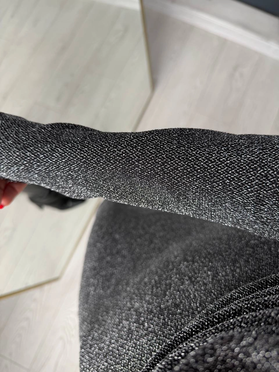 Gümüş%20Gri%20Degaje%20Yaka%20Likralı%20İthal%20Işıltılı%20Kumaş%20Elbise