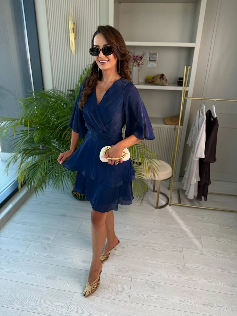 Lacivert%20Lüks%20Kristal%20Organze%20Kumaş%20Astarlı%20Elbise