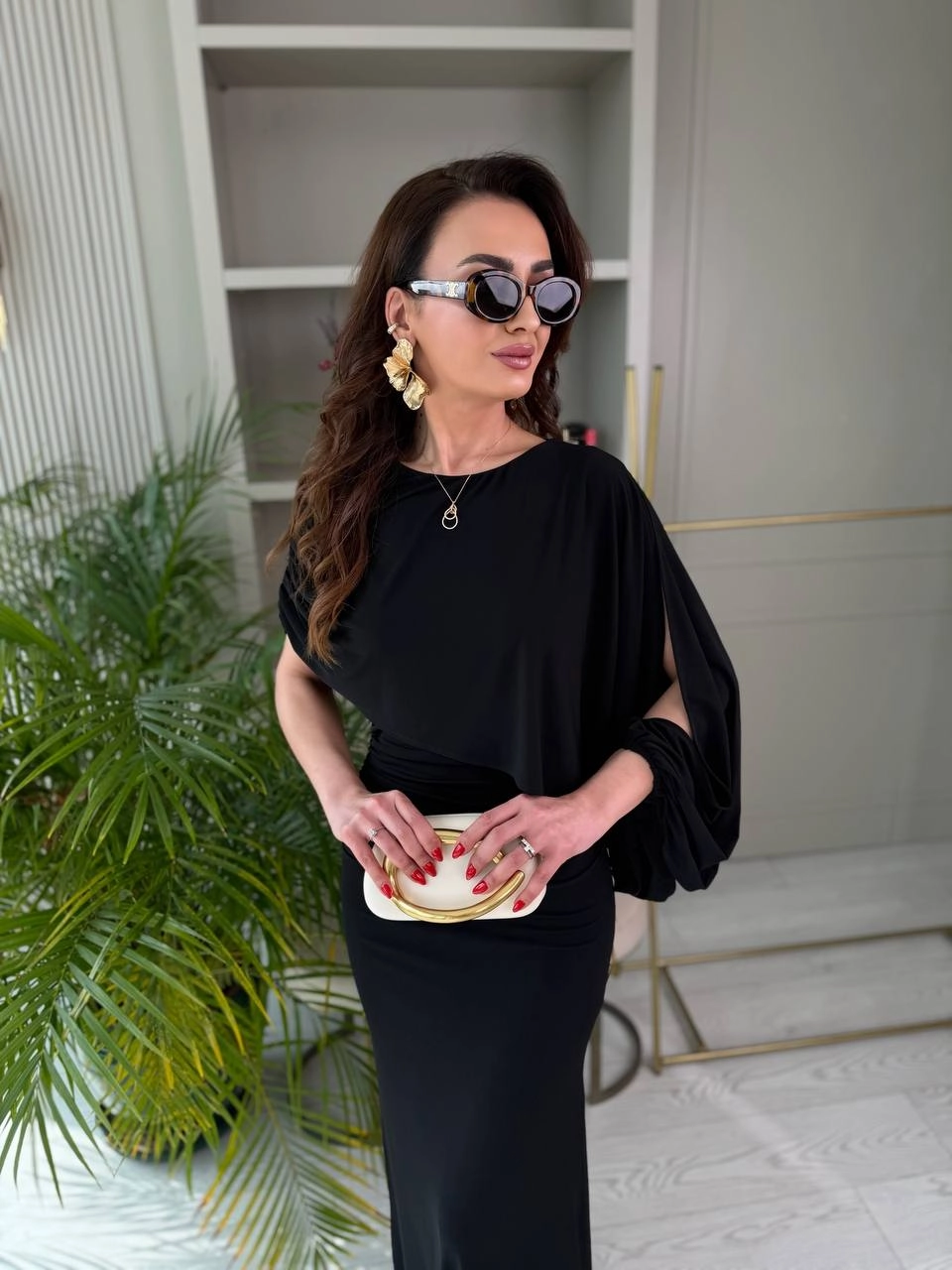 Tasarım%20Siyah%20Şal%20Detaylı%20İthal%20Tok%20Likralı%20Candy%20Kumaş%20Elbise