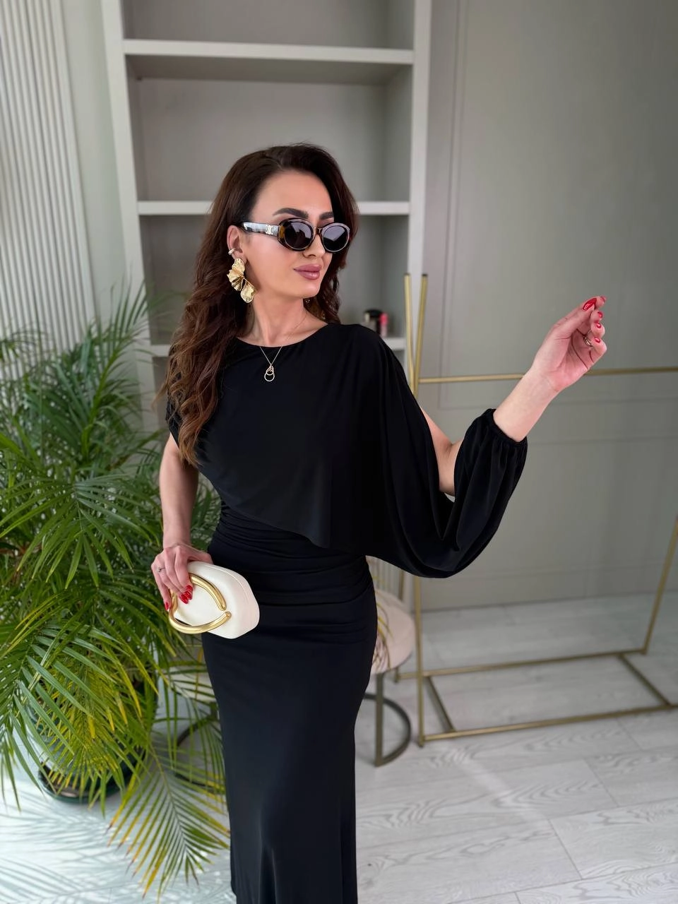 Tasarım%20Siyah%20Şal%20Detaylı%20İthal%20Tok%20Likralı%20Candy%20Kumaş%20Elbise