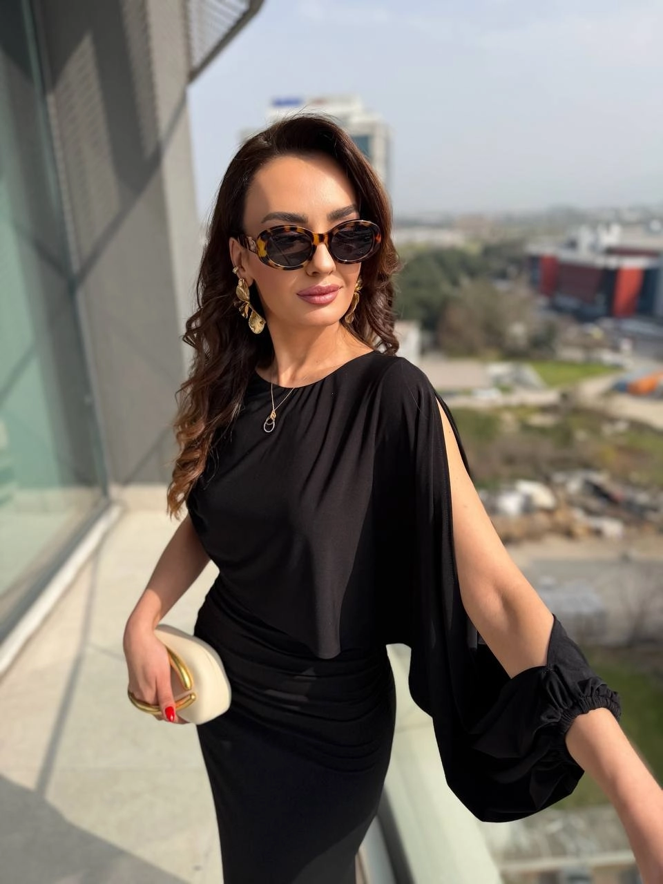 Tasarım%20Siyah%20Şal%20Detaylı%20İthal%20Tok%20Likralı%20Candy%20Kumaş%20Elbise