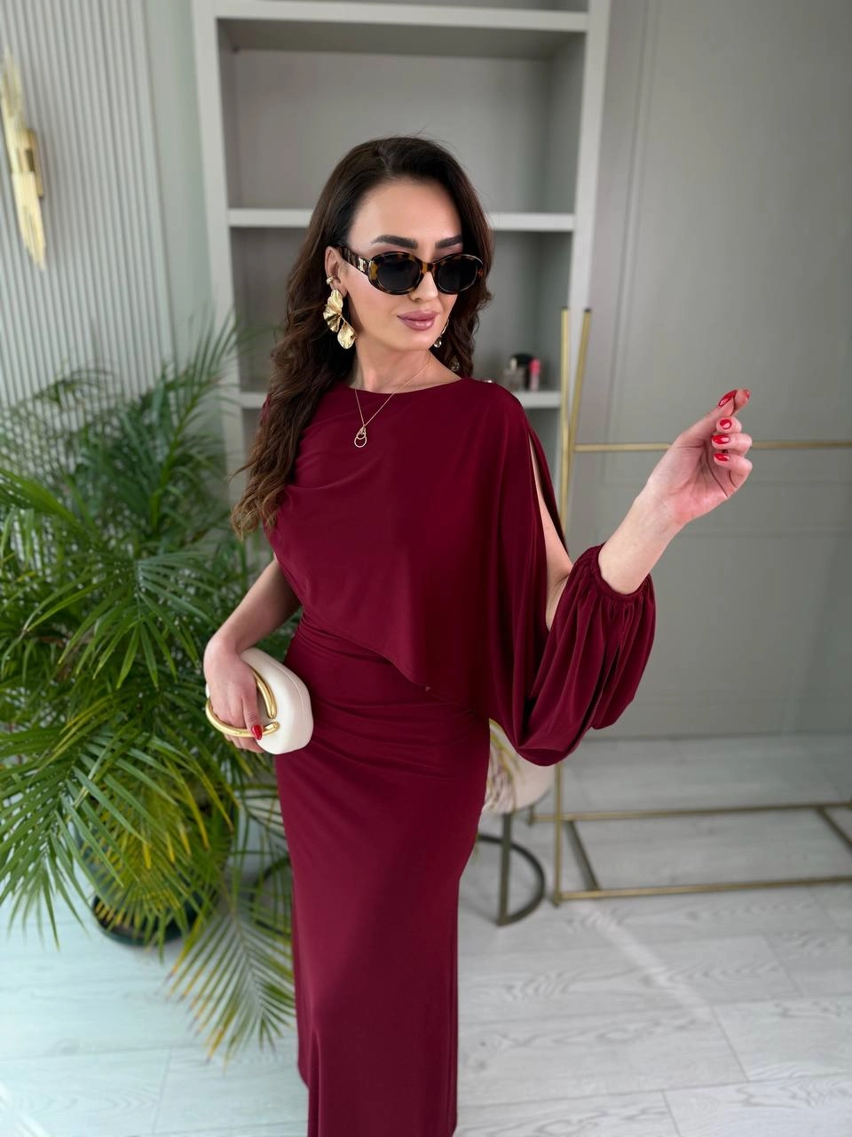 Tasarım%20Bordo%20Şal%20Detaylı%20İthal%20Tok%20Likralı%20Candy%20Kumaş%20Elbise