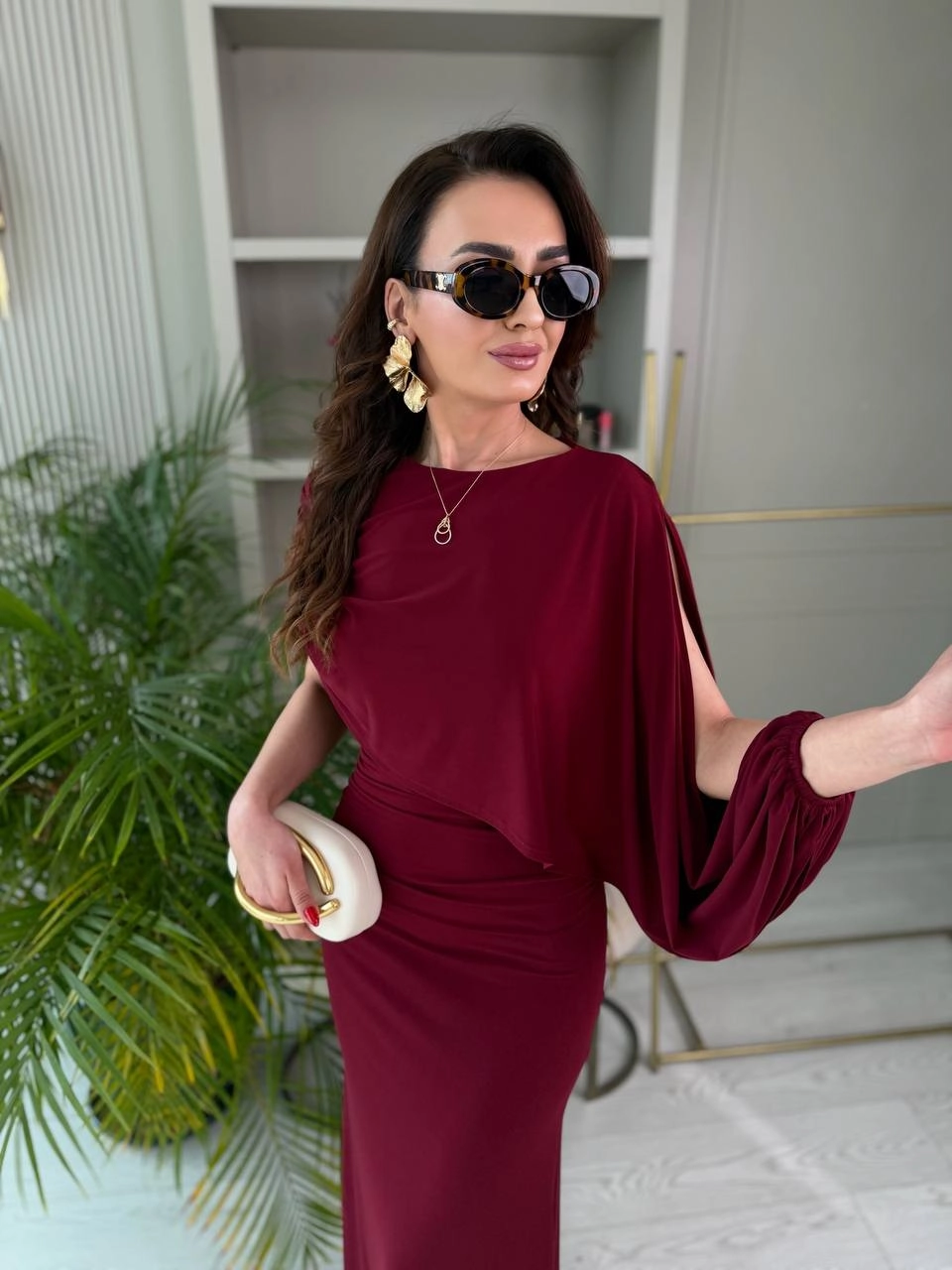 Tasarım%20Bordo%20Şal%20Detaylı%20İthal%20Tok%20Likralı%20Candy%20Kumaş%20Elbise