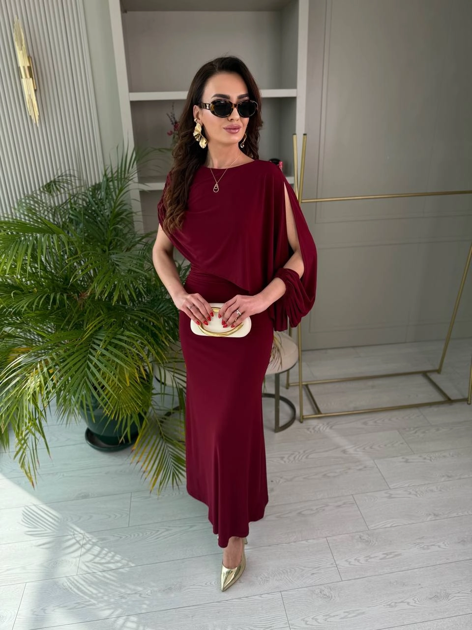 Tasarım%20Bordo%20Şal%20Detaylı%20İthal%20Tok%20Likralı%20Candy%20Kumaş%20Elbise