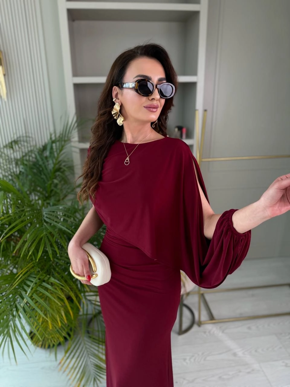 Tasarım%20Bordo%20Şal%20Detaylı%20İthal%20Tok%20Likralı%20Candy%20Kumaş%20Elbise