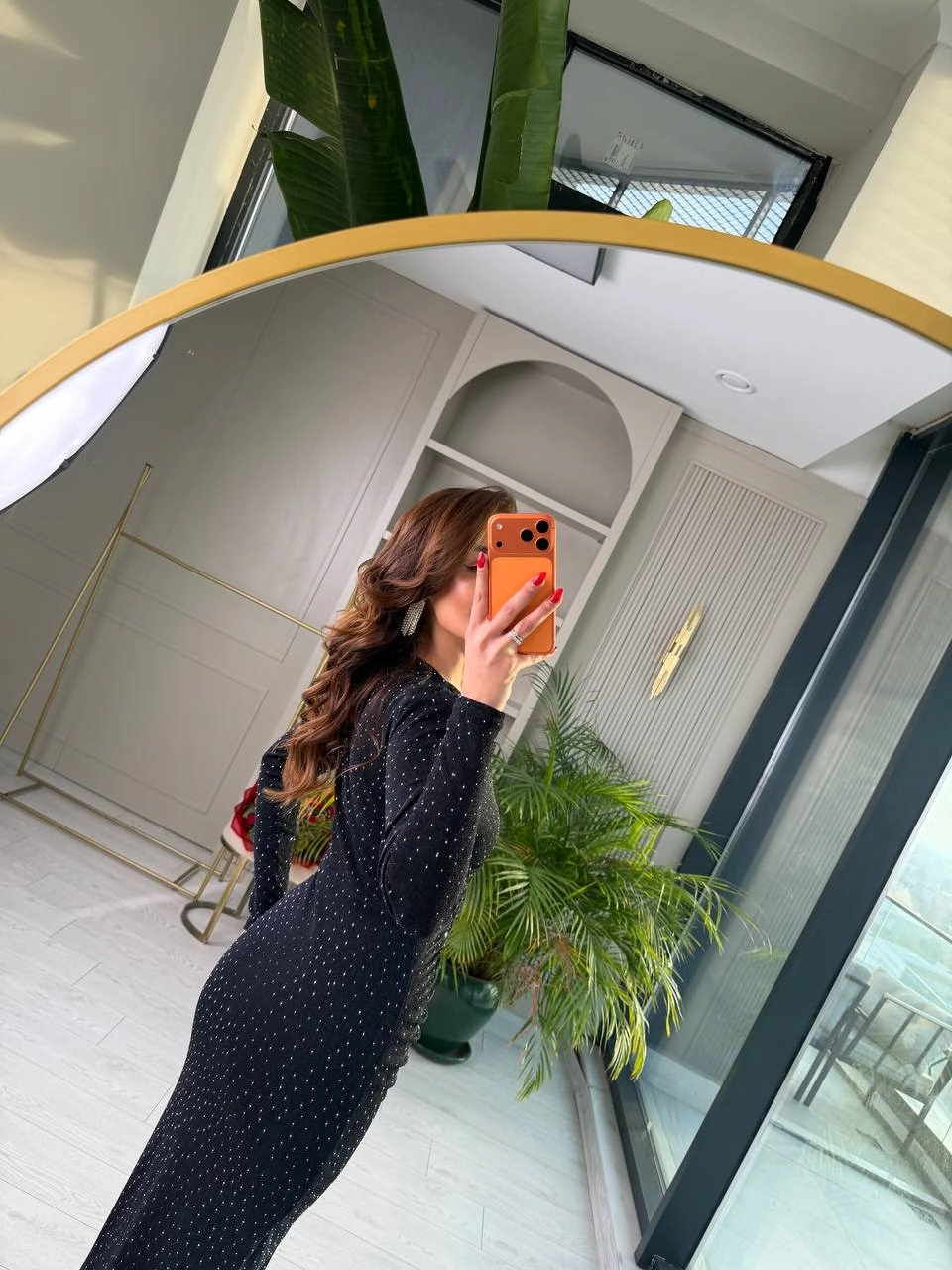 Taş%20Detaylı%20Likralı%20Astarlı%20Kalem%20Elbise