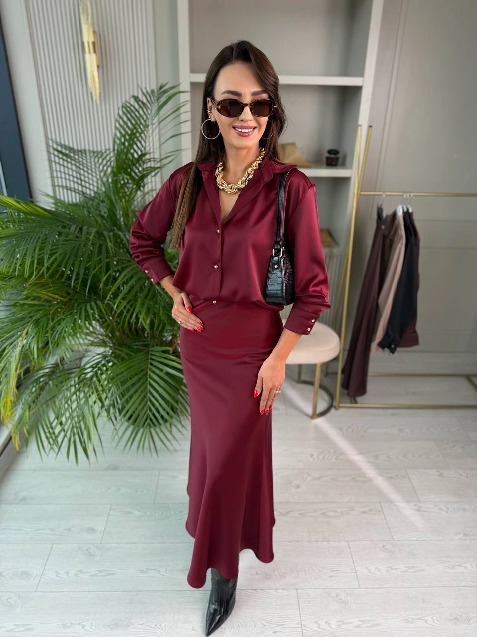 Bordo%20Zara%20Tok%20Saten%20Beli%20Lastikli%20Etek