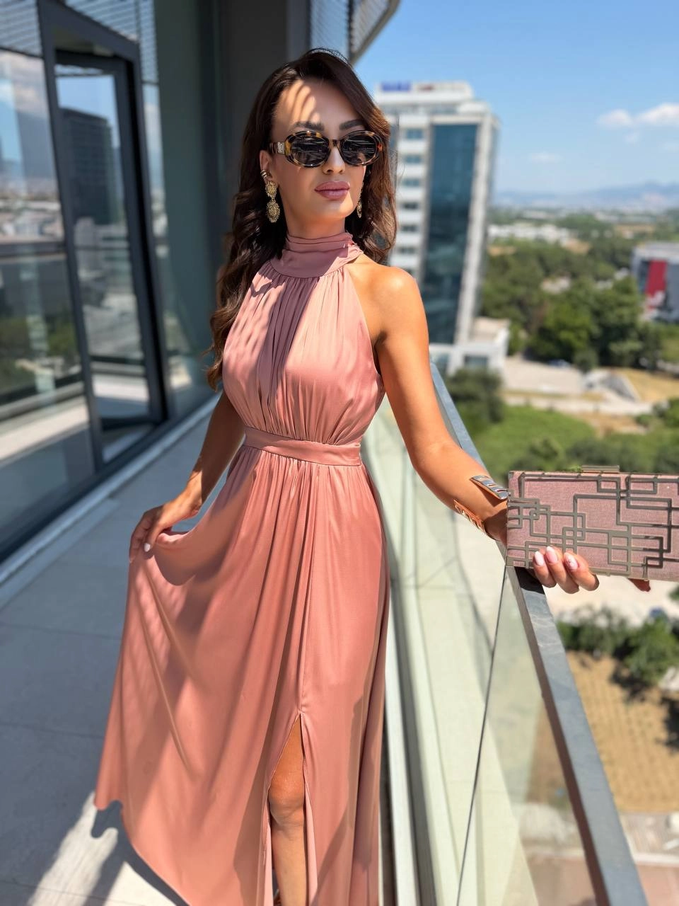 Pudra%20Gül%20Kurusu%20Tasarım%20Lüks%20Kalite%20Astarlı%20Saten%20Elbise