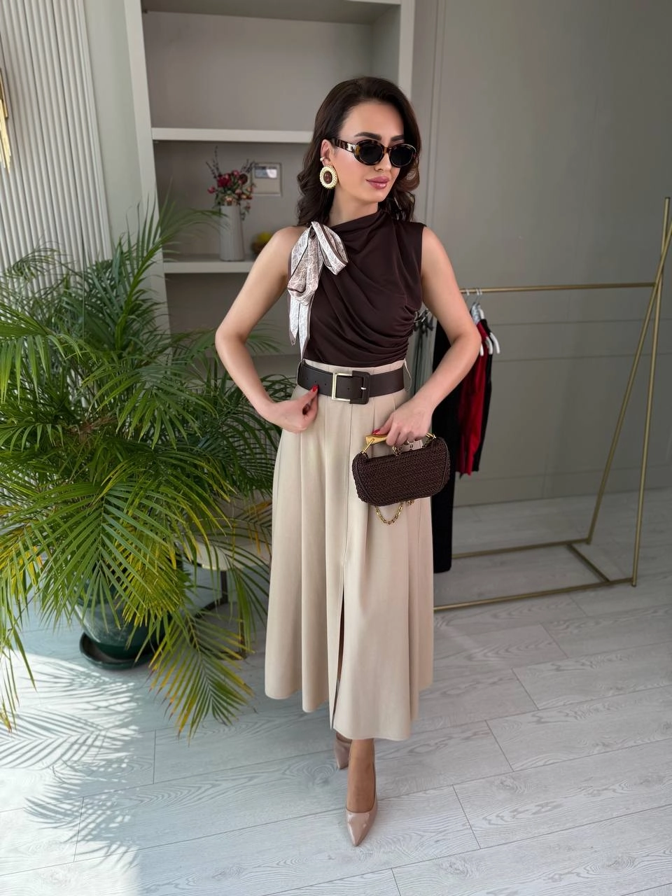 Bej%20Rengi%20Kemerli%20Lüks%20Kalite%20Etek